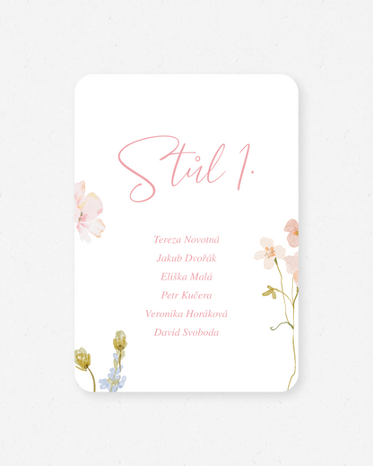 Číslování stolů – kolekce Ivy