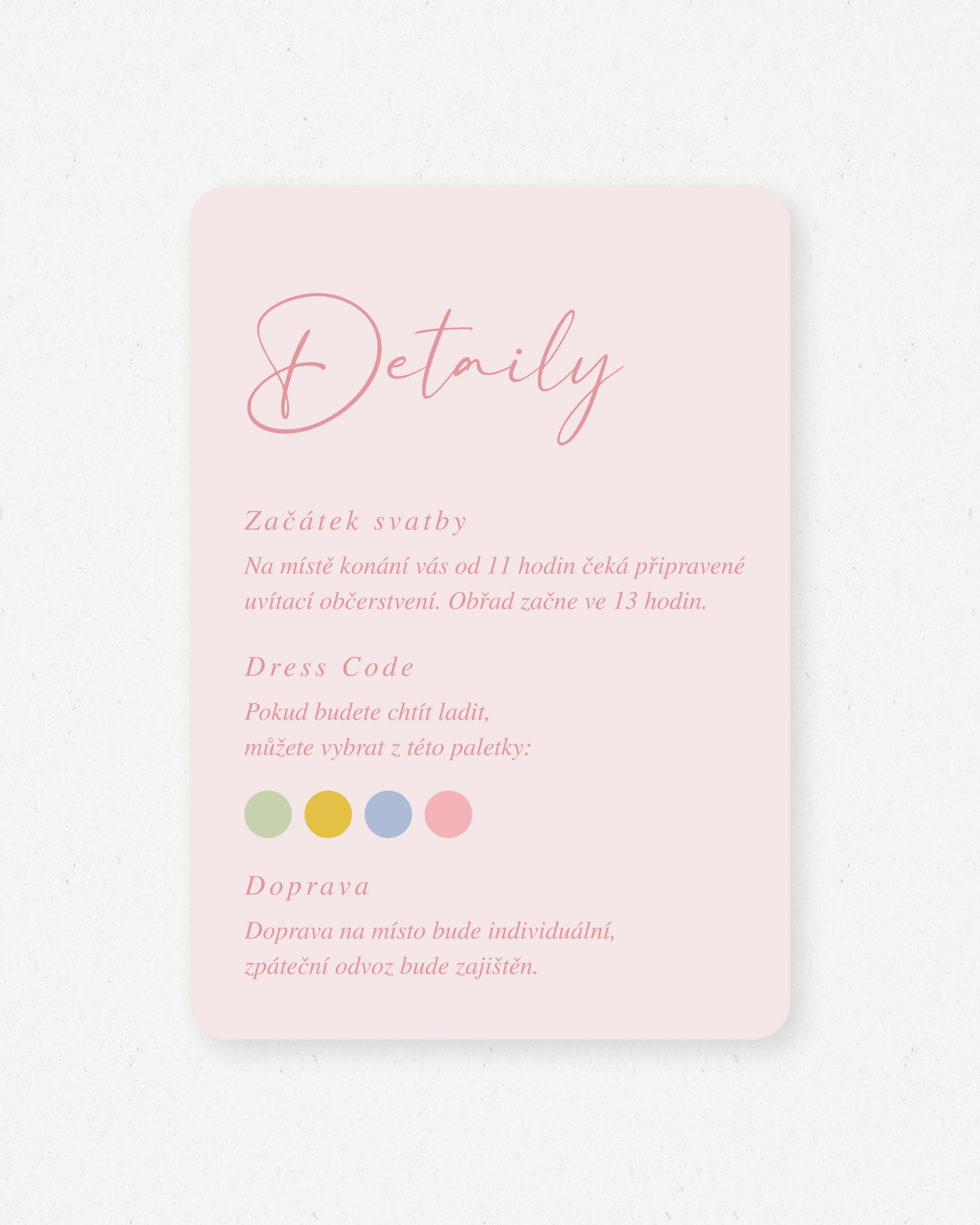 Kartička s detaily – kolekce Ivy