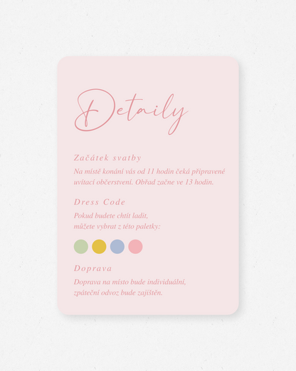 Kartička s detaily – kolekce Ivy