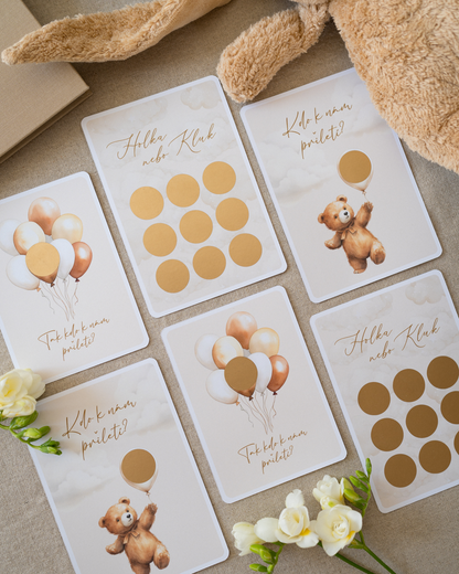 Stírací kartička – pohlaví miminka (Osmisměrka)