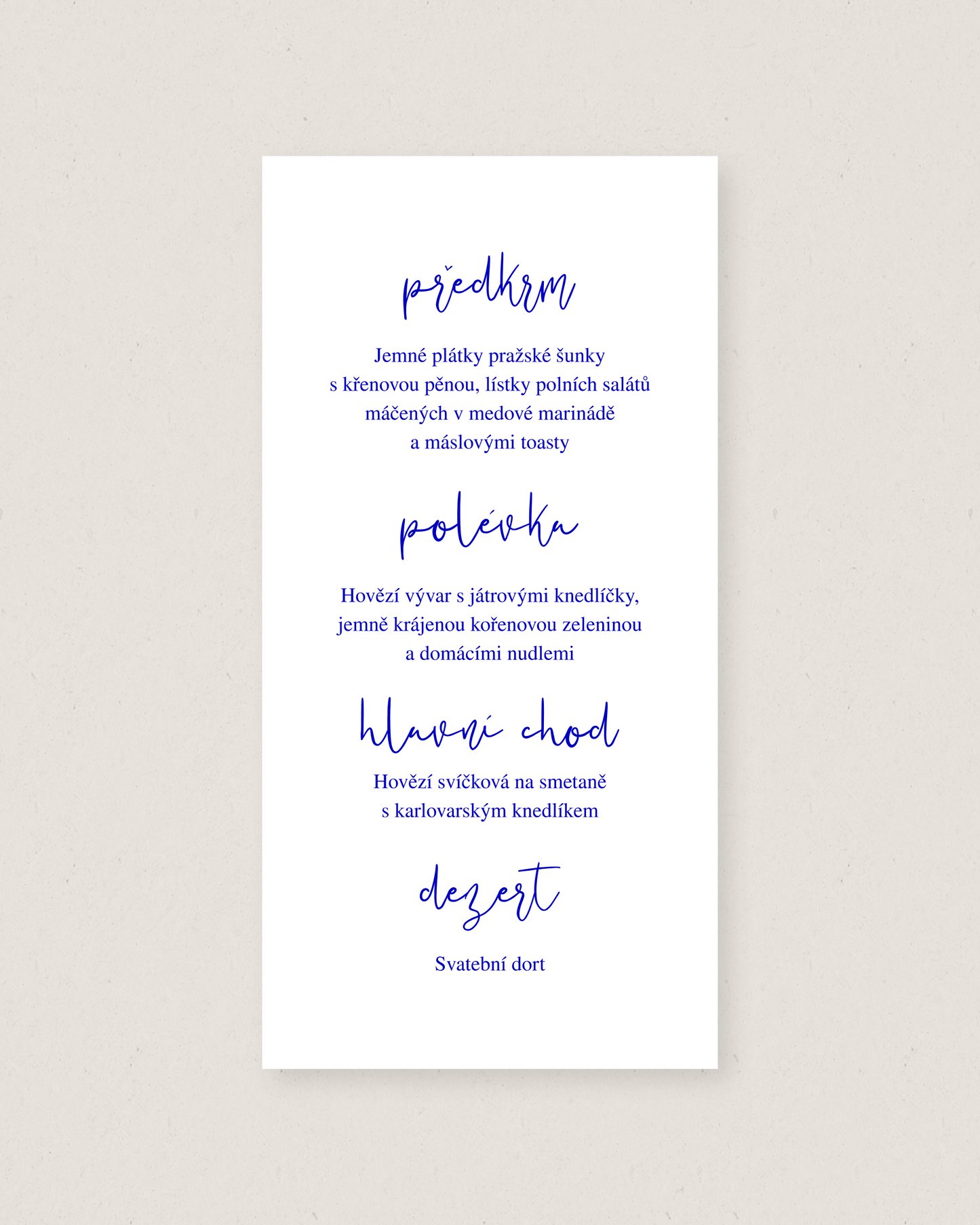 Svatební menu – kolekce Mabel