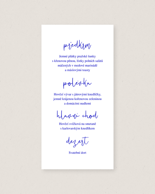 Svatební menu – kolekce Mabel