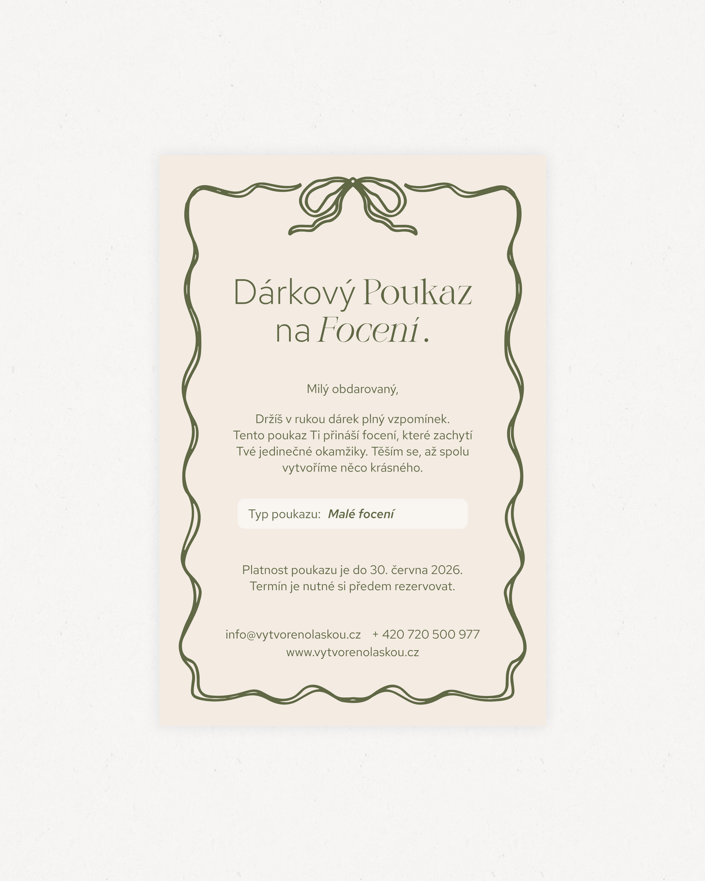 Vánoční dárkový poukaz na focení