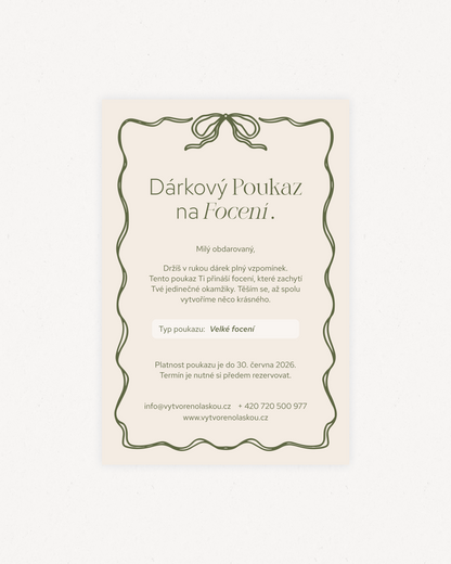 Vánoční dárkový poukaz na focení