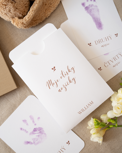 Měsíční kartičky na otisky miminka